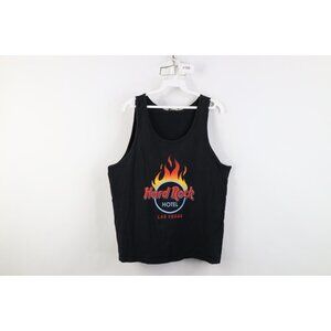 Vtg 90s Y2K Hard Rock Cafe Hotel Womens M Fire Flames Las Vegas Tank Top T-Shirt